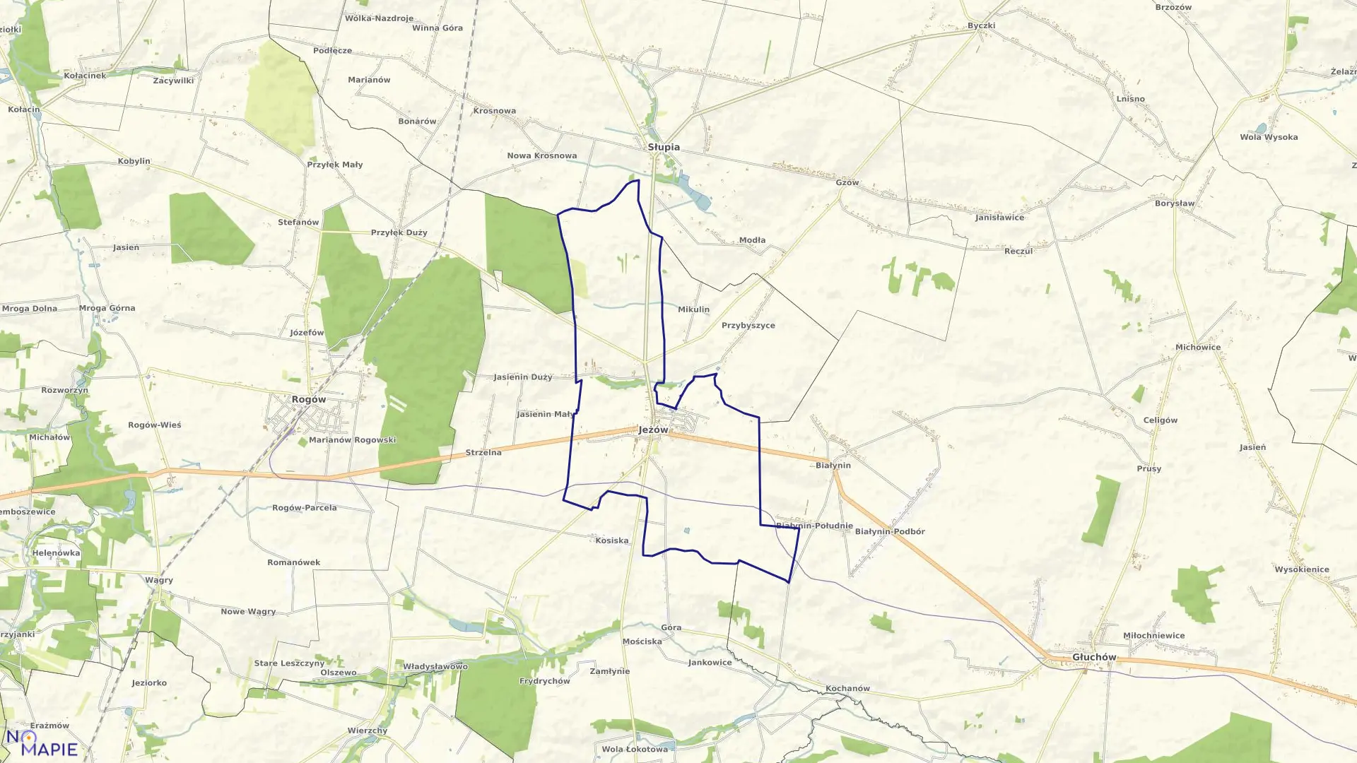 Mapa obrębu JEŻÓW w gminie Jeżów